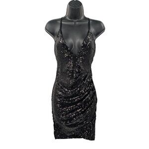 Windsor Wrap Dress Women Size XS Sequin Mini Formal Cocktail Strappy Coquette